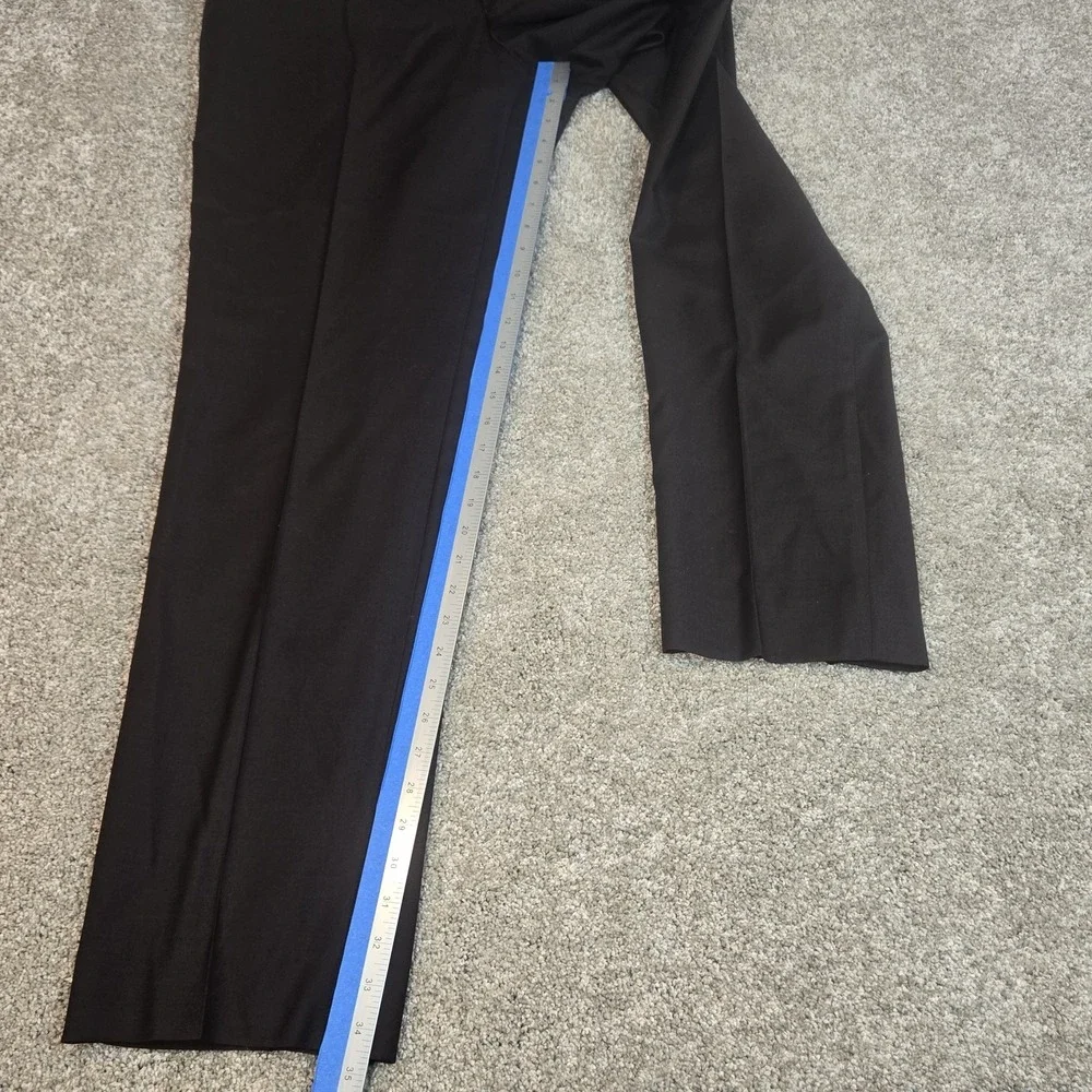 Gala Dress Pants Wool Mens 36x 34 Black  Flat Front‎ Straight Slacks